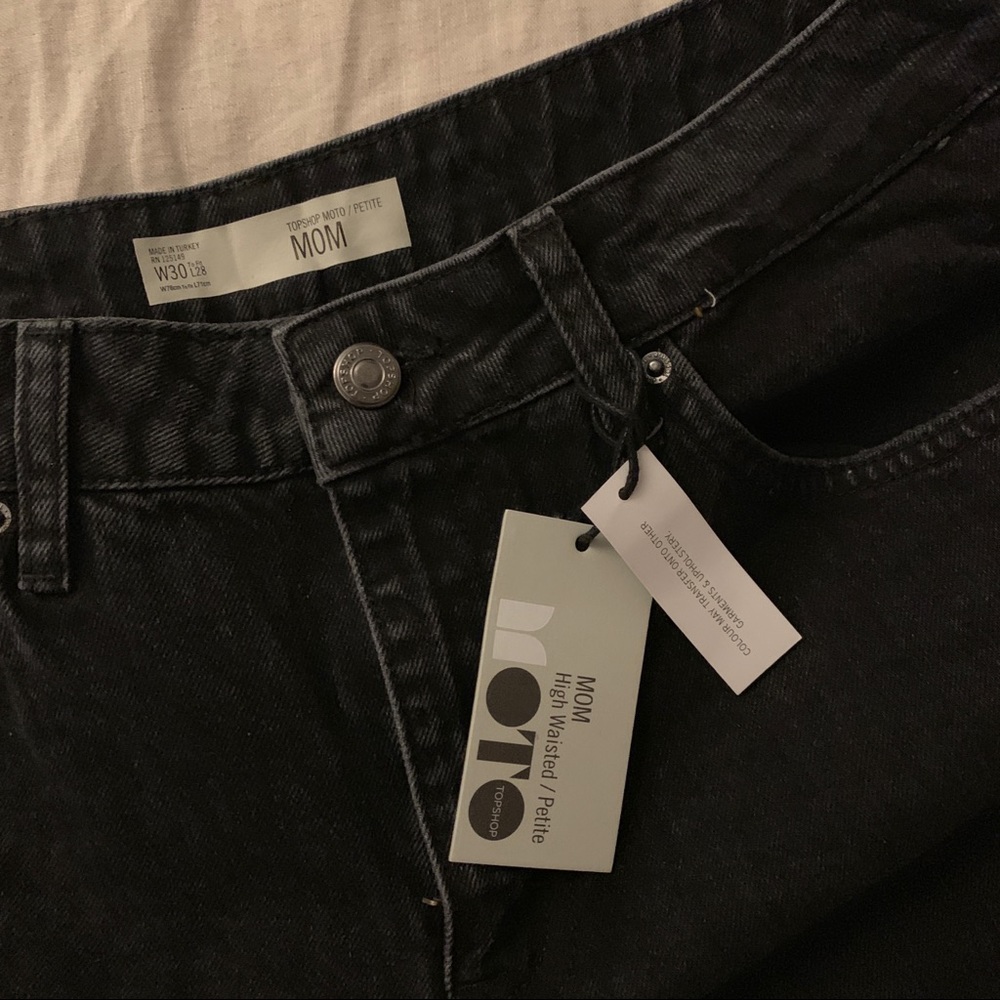 topshop petite washed black mom jeans
